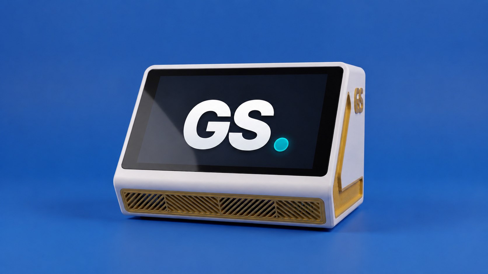 Robin con logo GS en pantalla — modo standby